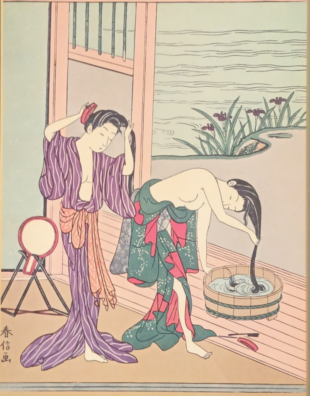 Suzuki Harunobu Set of Four Japanese woodblock prints [42x36cm] - Image 3 of 6