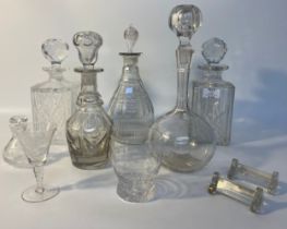 Georgian & Victorian decanters and two glasses