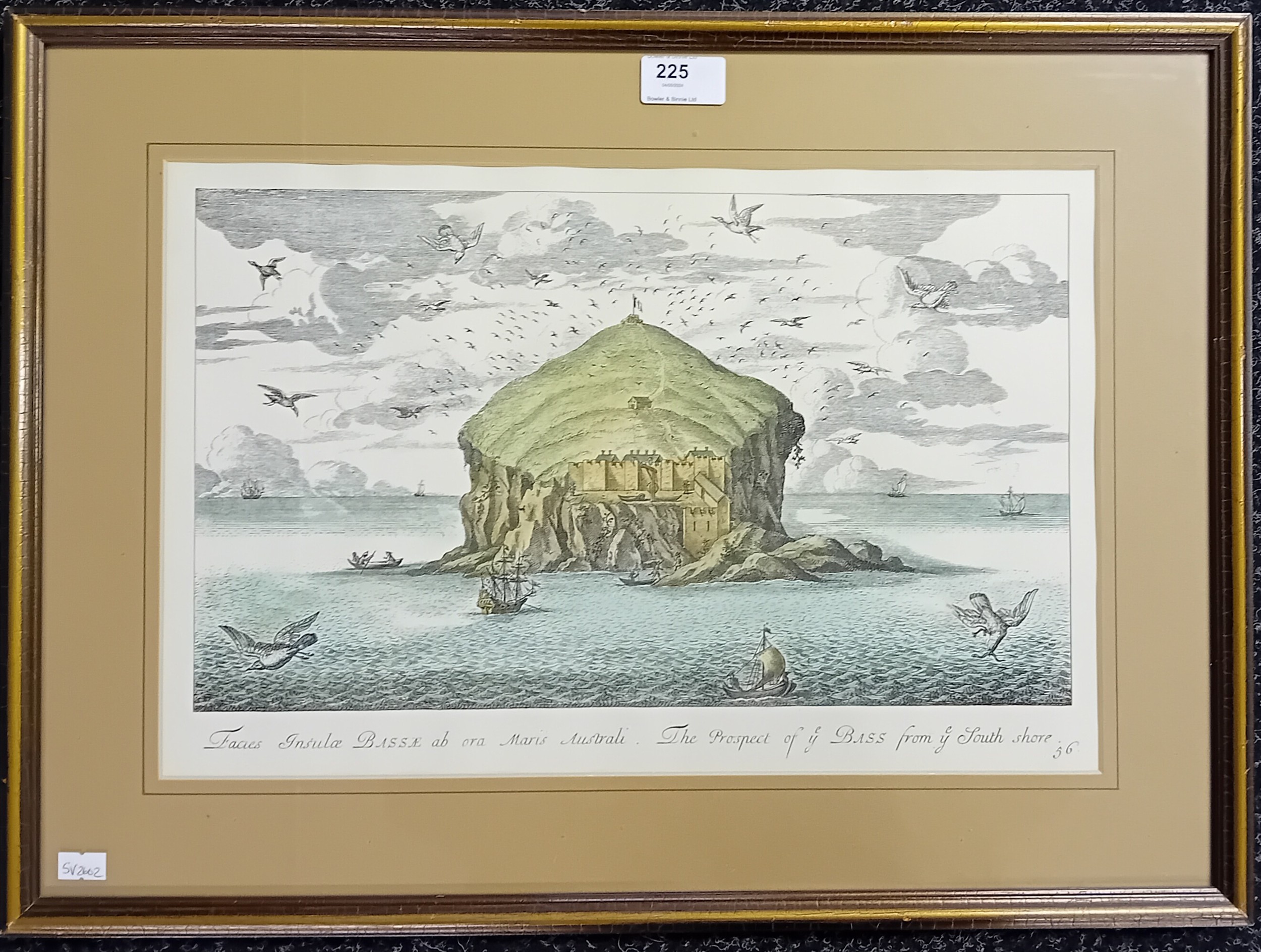 Coloured engraving ''The Prospect of Bass from South Shore''. [Frame 42x56cm] - Image 2 of 3