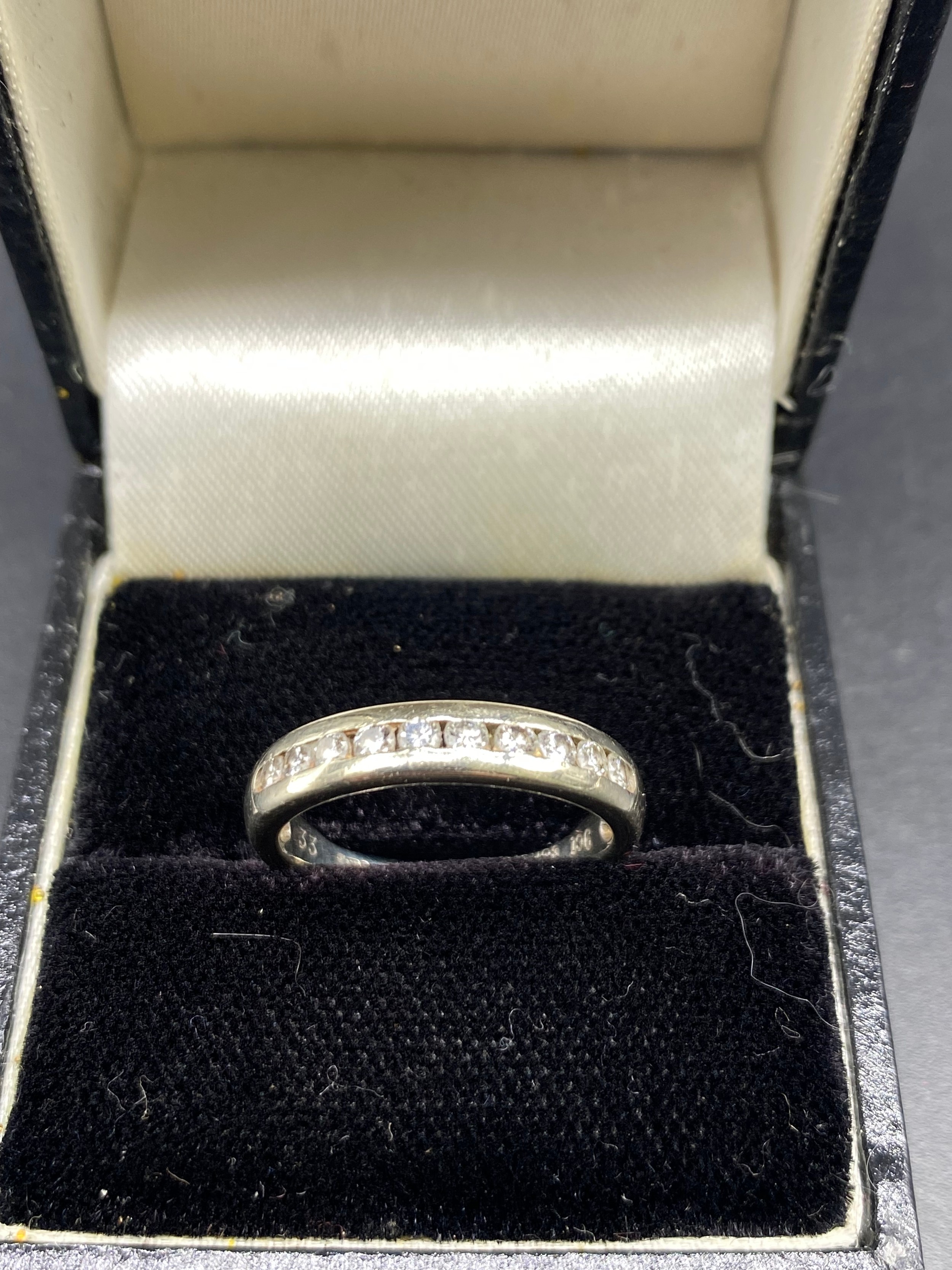 9ct white gold 10 stone diamond half eternity [ring size L] [2.16grams]