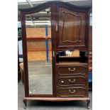 19th carved Armoire combination wardrobe