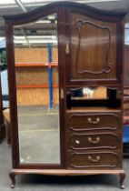19th carved Armoire combination wardrobe