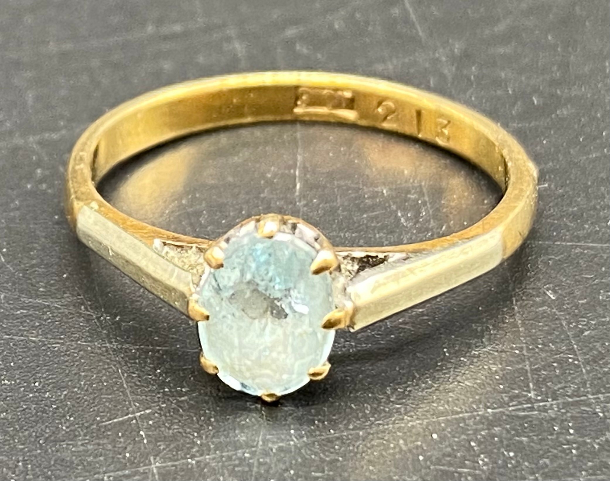 9ct gold hallmarked blue stone ring [Size L 1/2] [1.76] grams - Image 2 of 3