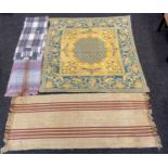 Two vintage rugs together with 2 Highland Home Industries Scottish scarfs