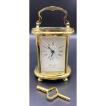 Brass & Glass Carriage clock by Woodford with key [16cm]