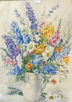 A.D Tomlin Watercolour 'Floral Still life', signed. [Frame 77x57cm]