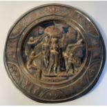 Late 20th century Copper & cast metal wall charger depicting Egyptian scene [50cm]