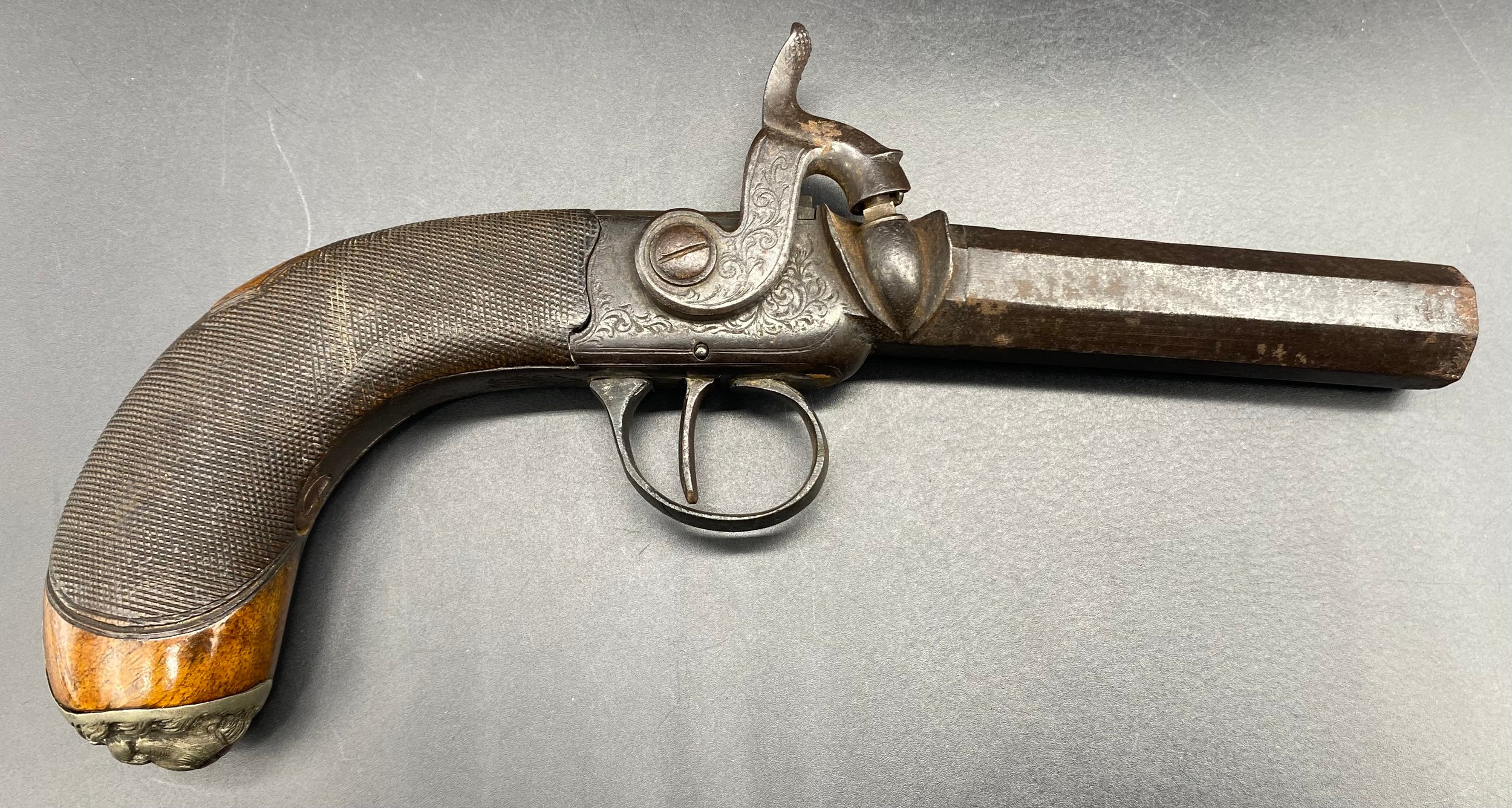 19th century percussion box lock pocket pistol [20cm]