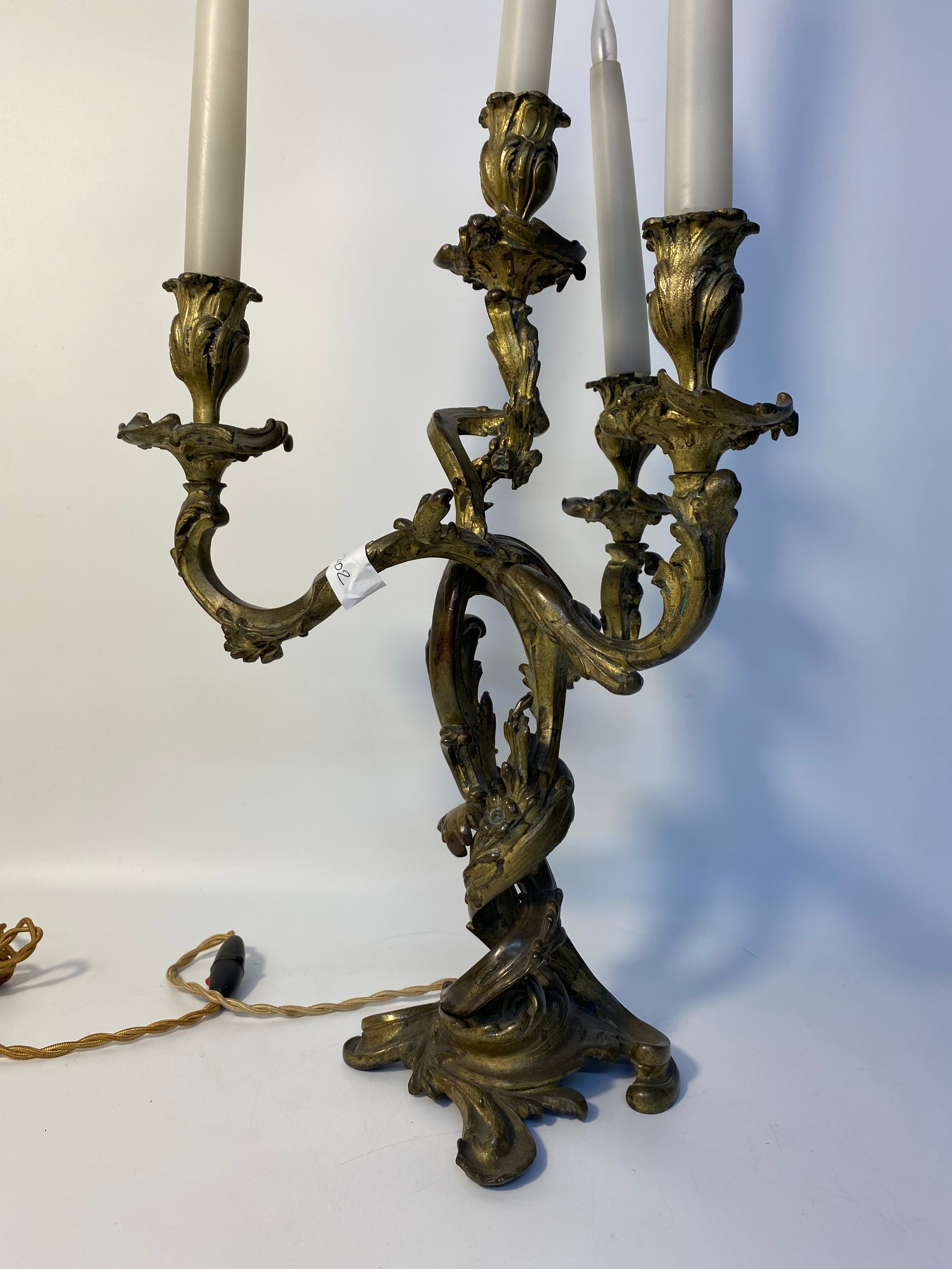 19th century 4 branch candelabra [converted to electric] [47.5cm] - Image 2 of 4