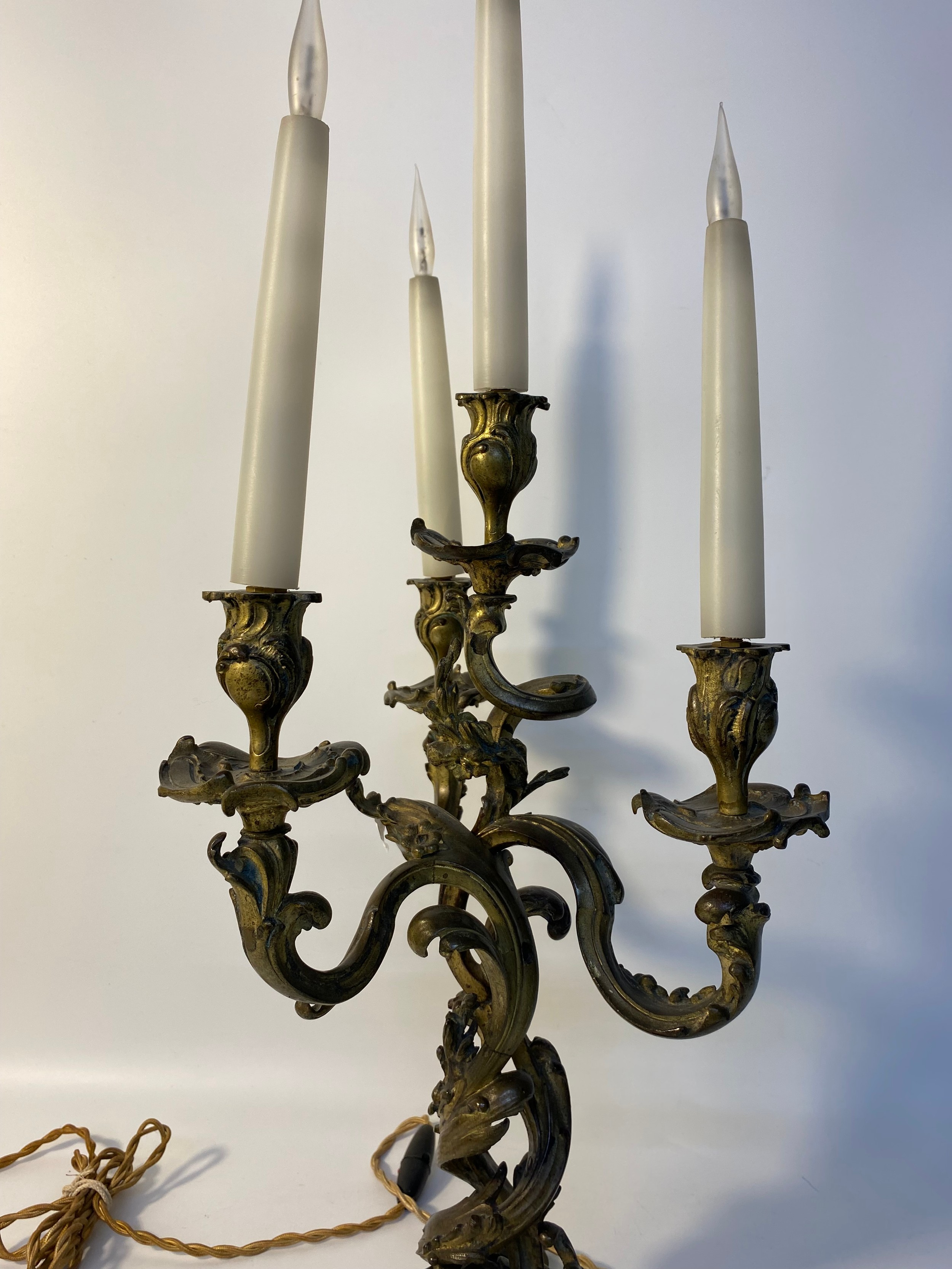 19th century 4 branch candelabra [converted to electric] [47.5cm] - Image 4 of 4