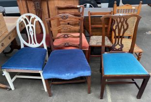 Collection of three 19th century chairs; Rattan backed art & crafts chair on turned supports &