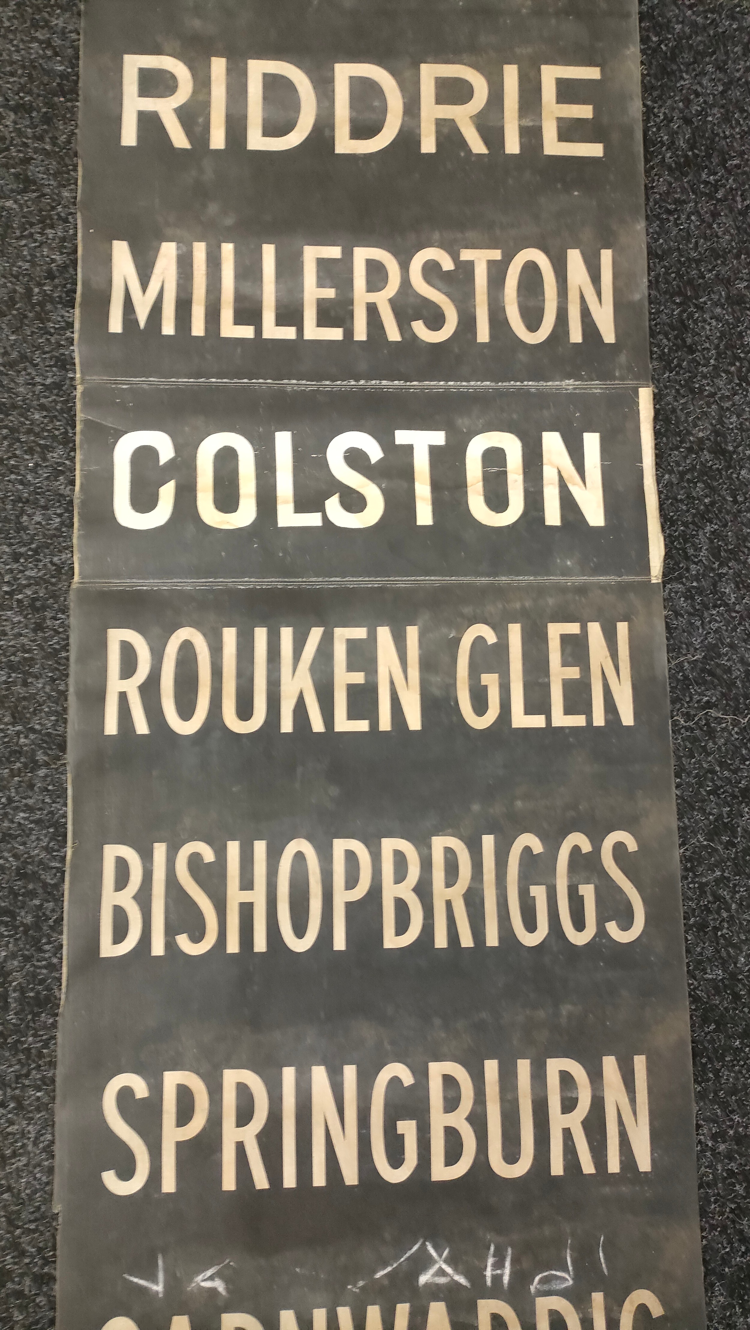 Antique Glasgow Bus advertising street name banner [1340x65] - Image 2 of 7
