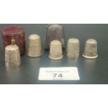 Collection of silver hall marked Chester & Birmingham thimbles; four silver thimbles by Charles