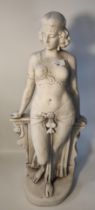 Art Nouveau design sculpted alabaster figure of an exotic Egyptian dancer [75cm]