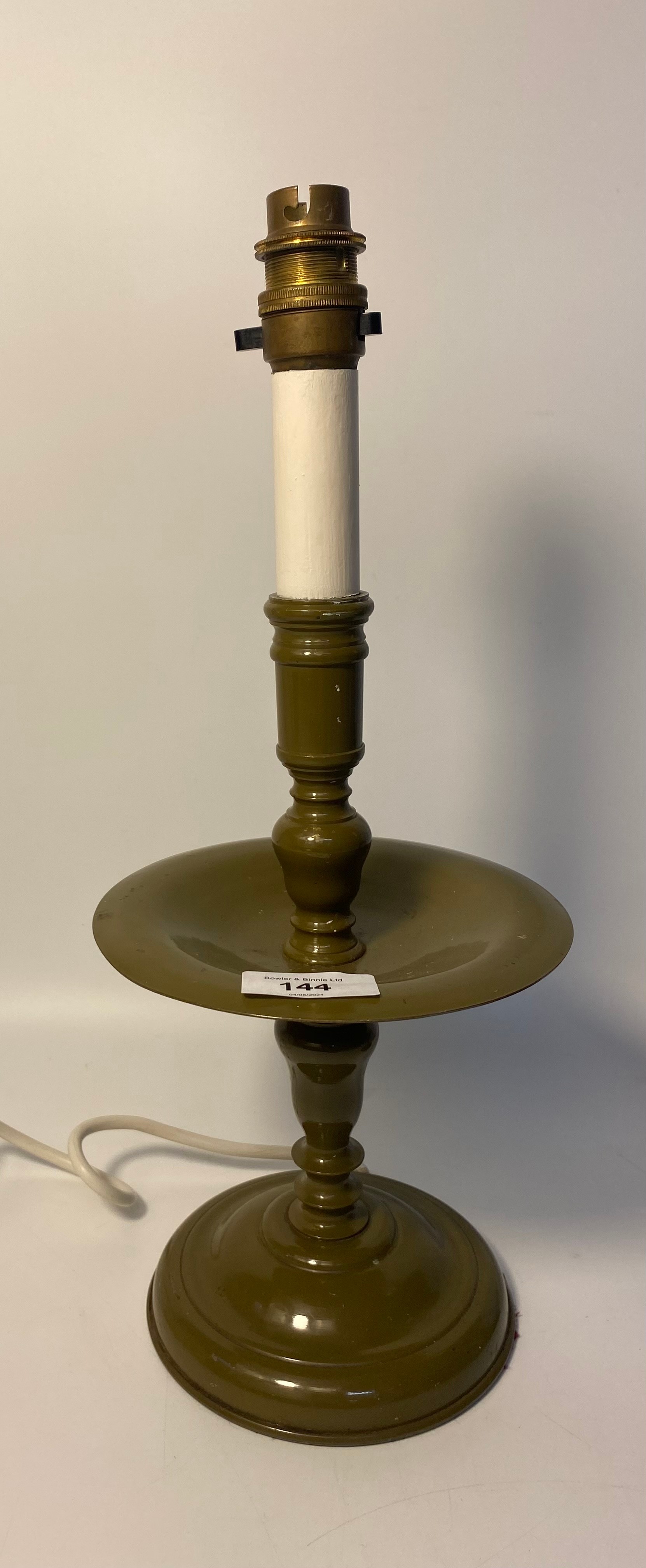 A Pair of 1930/40s enamelled industrial candle sticks [Converted to table lamps] - Image 3 of 5