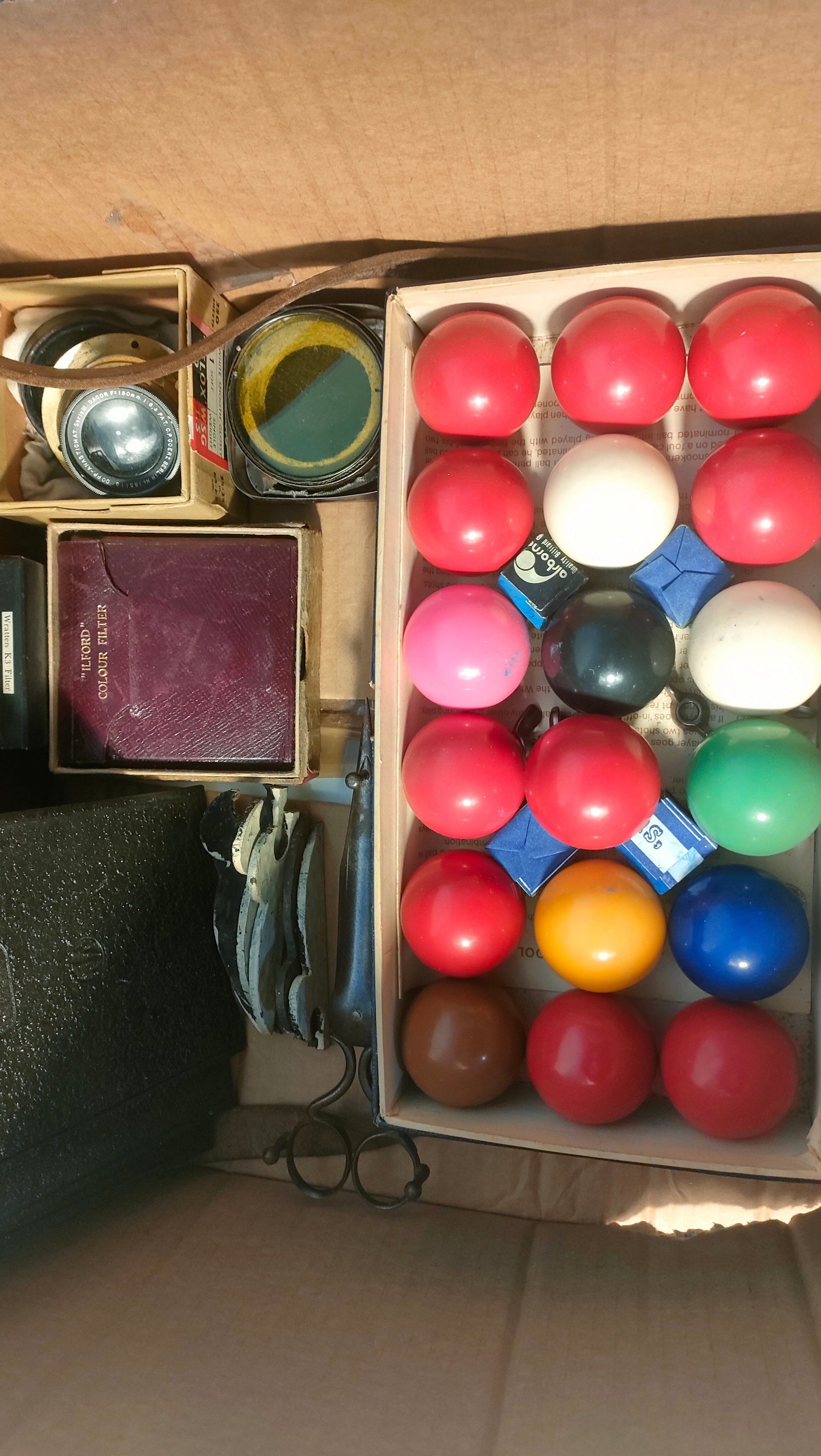 Vintage camera lenses & accessories along with vintage pool balls - Image 2 of 2