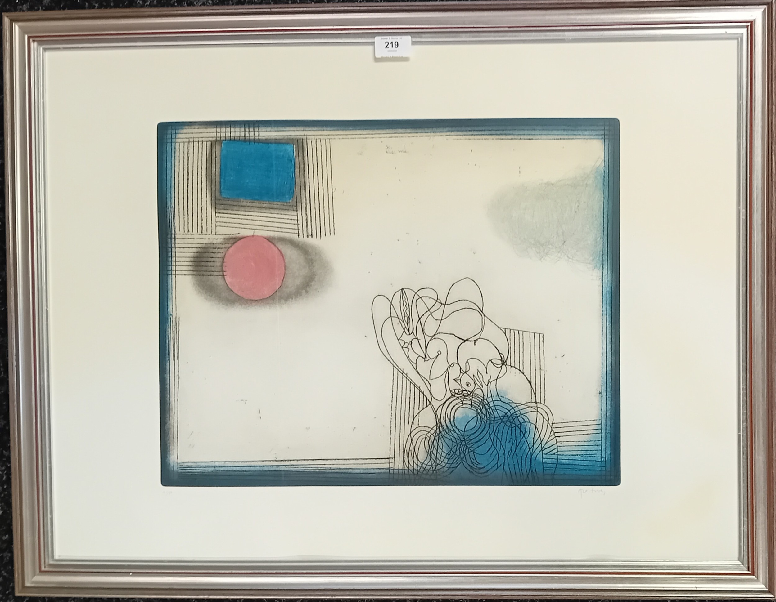 Douglas Portway (1922-1993) Artists proof untitled abstract block print, signed. [Frame 63x82cm - Image 2 of 5