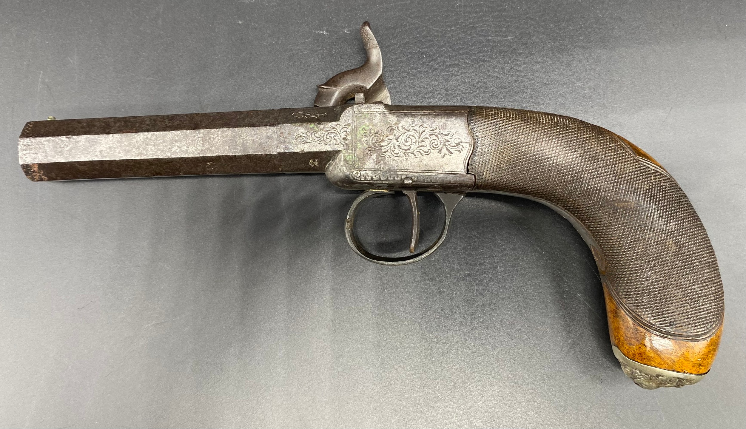 19th century percussion box lock pocket pistol [20cm] - Image 5 of 5