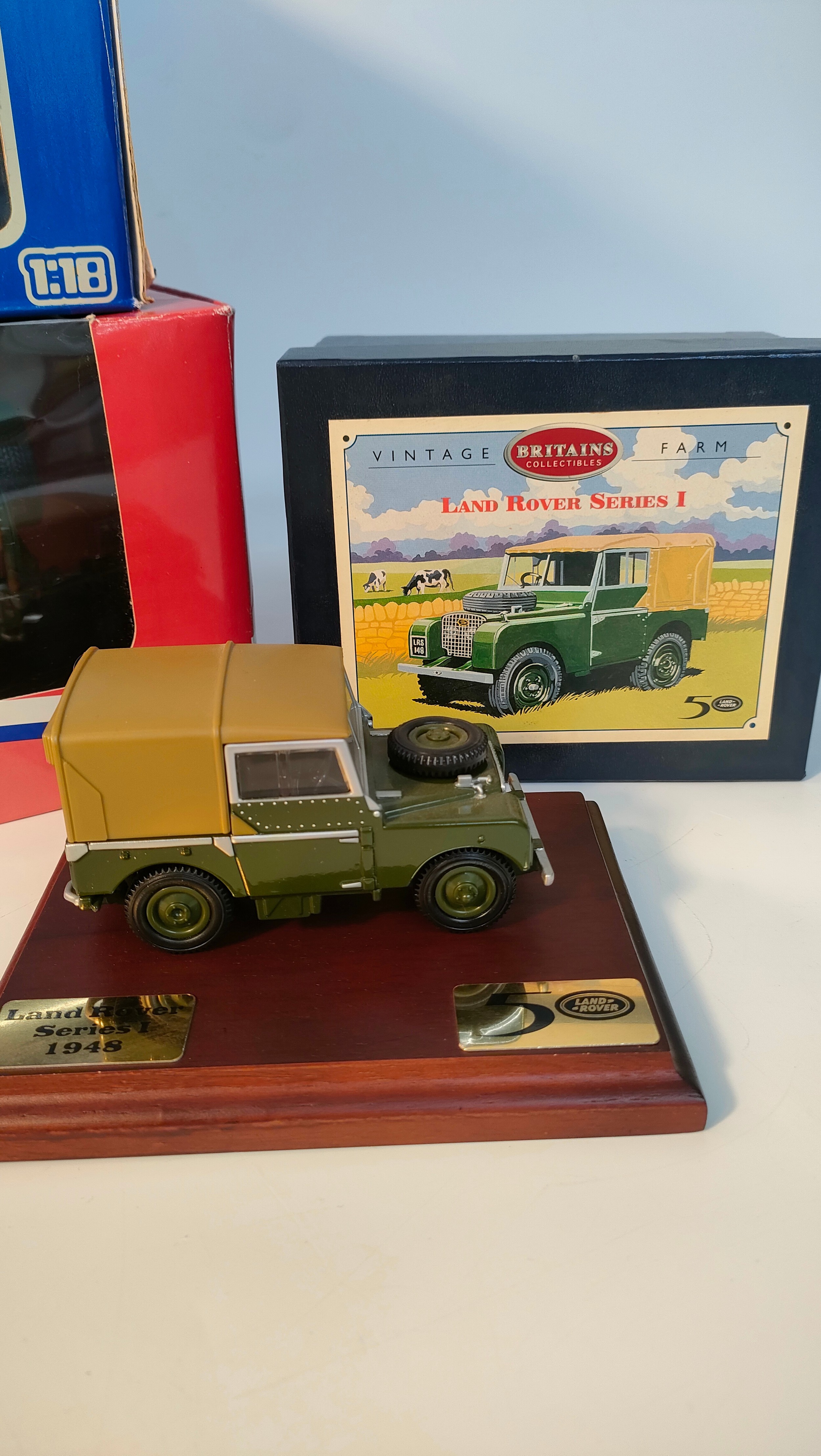 Collection of four land rovers models; Britain's Land rover series one with plinth & universal - Image 3 of 3