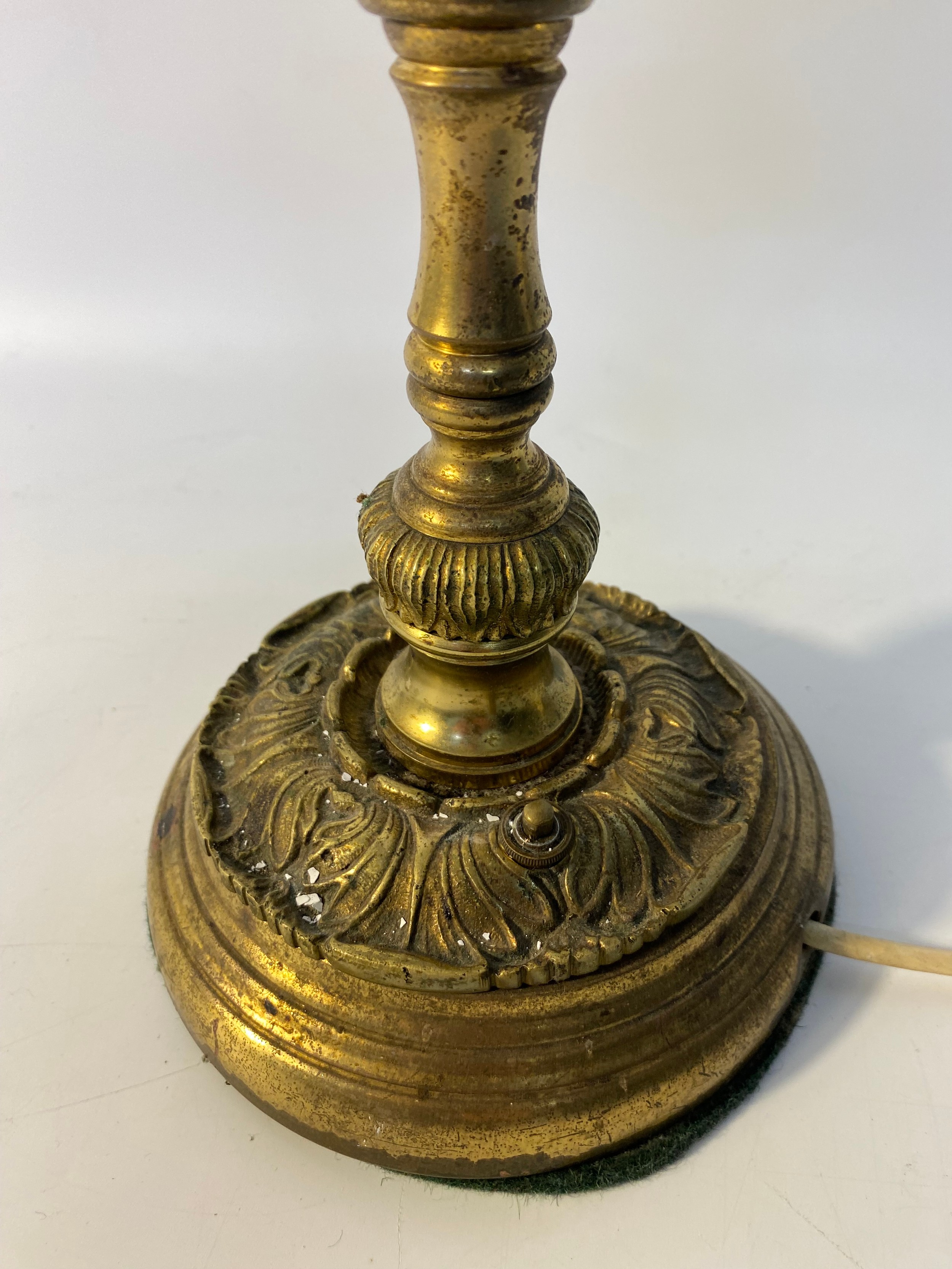 20th century brass desk table lamp with enamel shade [66cm] - Image 3 of 4
