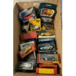 A box of mixed models; corgi BP van, solido model & others