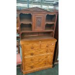 19th century 2 over chest light oak chest along with mahogany arts & crafts cabinet