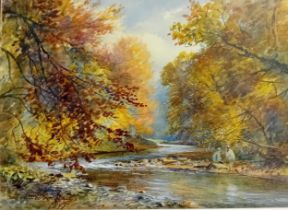 William Woodland 19th Century watercolour riverscape, signed and dated 1897. [Frame 48x58cm]