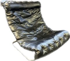 Vintage chrome and button leather relaxer chair, in the manner of Ruud Ekstrand & Christer Norman