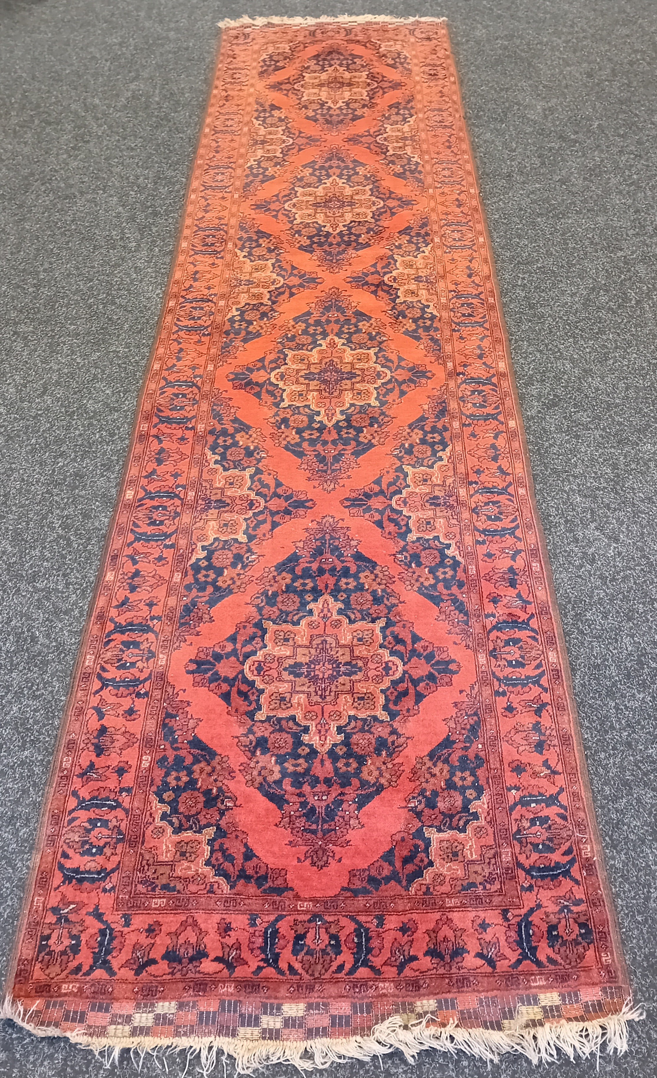 Antique red and blue hall runner [390x95cm]