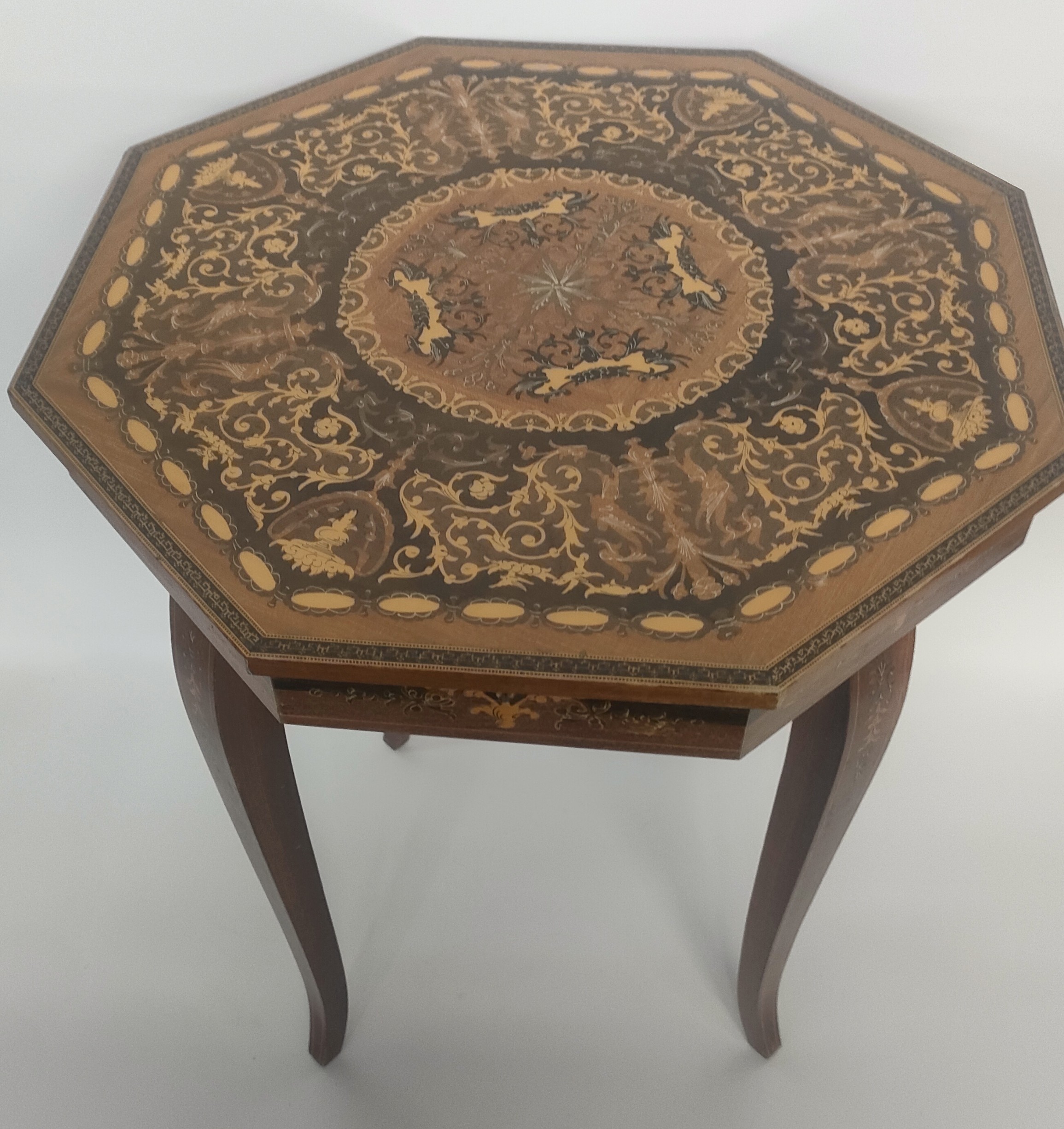 A vintage Italian inlaid music table [55x35x35cm] - Image 2 of 3