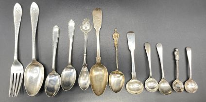 Silver hallmarked flat wares; spoons & fork [144.51] grams