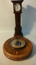 Mercedes Germany apprentice style small grand father clock along with A 19th century inlaid