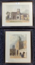 A pair of coloured engravings ''The Headmasters House'' and ''View from the Quadrangle'' [Frame