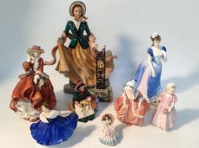 A selection of collectables figures; Royal doulton figure top o the hill, doulton miniature street