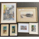 Collection of various water colours; Edinburgh Ramsey gardens by tom bollard along with other