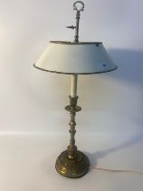 20th century brass desk table lamp with enamel shade [66cm]