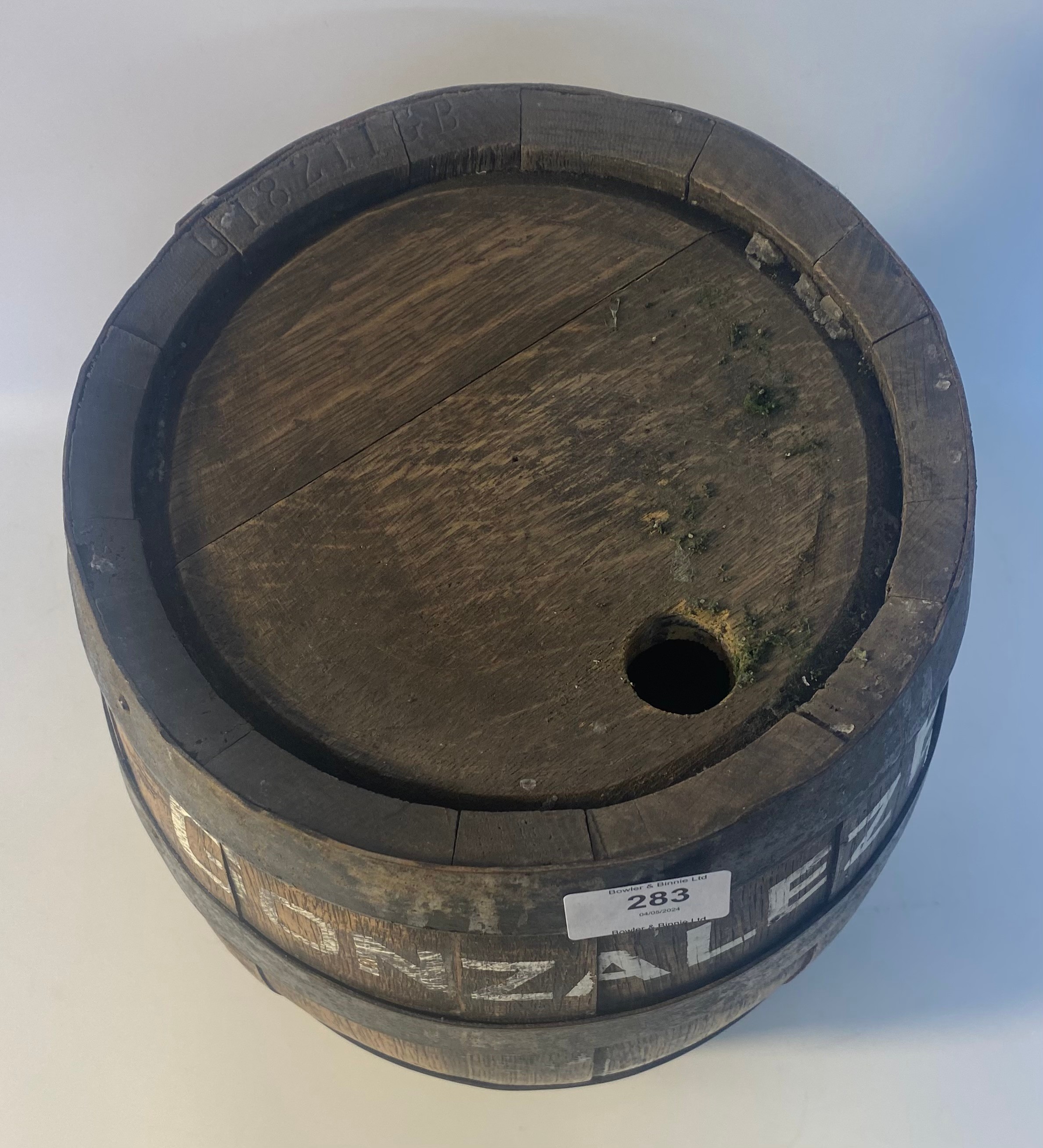 Antique wood & metal bounded sherry barrel [35.5x26cm] - Image 4 of 4