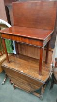 19th century dining room drop leaf table along with games table