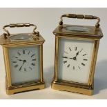 Two Antique French brass carriage clocks [12x9cm]