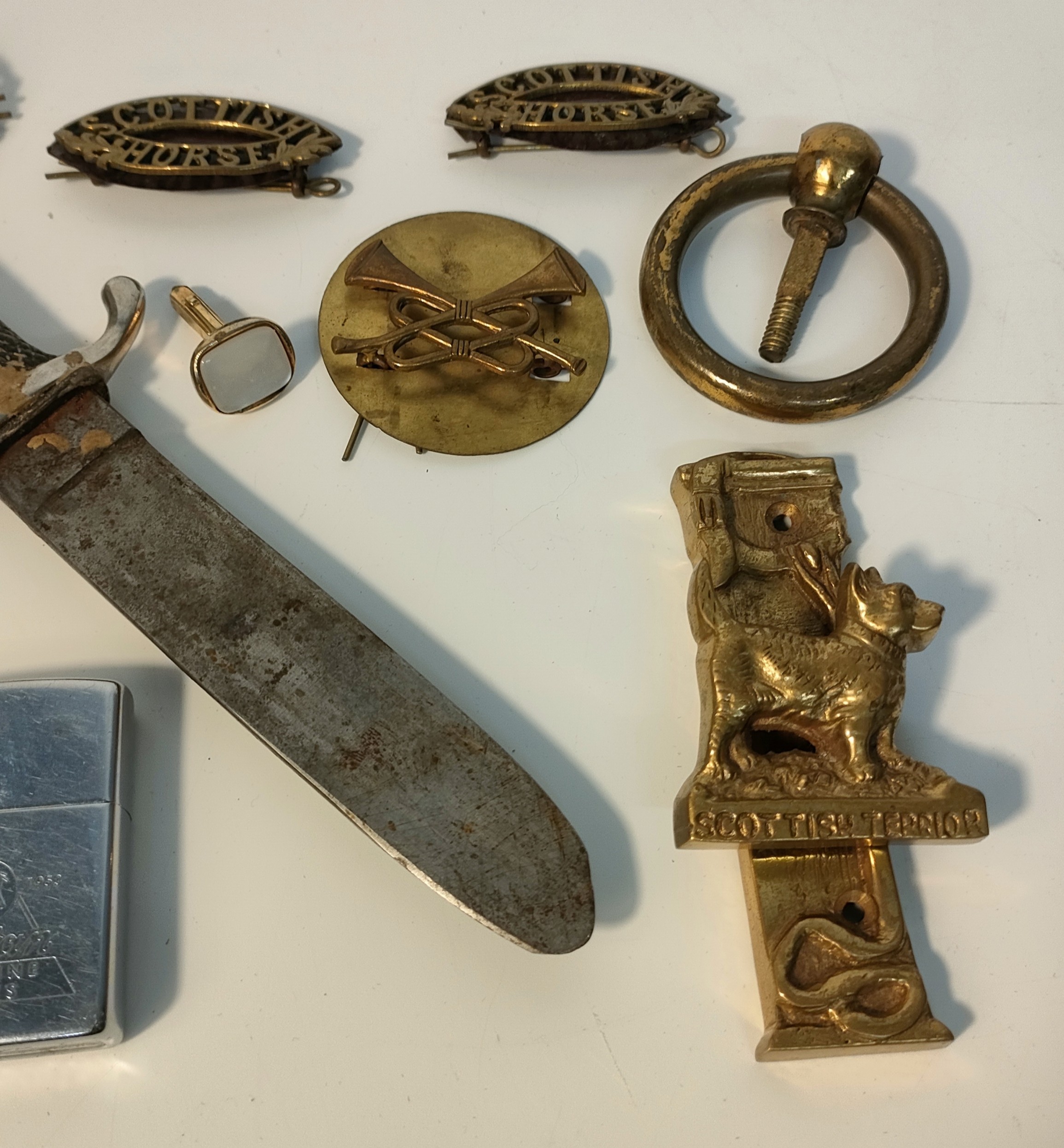 Military style dagger by Solingen Germany together with a brass Scottish horse badges, Taylor & - Image 3 of 3