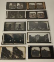Collection of ten Victorian glass stereoviews