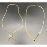 Two 9ct gold 375 hallmarked snake chain necklaces [5.77 Grams]