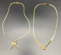 Two 9ct gold 375 hallmarked snake chain necklaces [5.77 Grams]