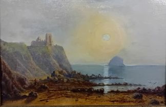 Isa MacBain Oil on canvas ''A Hazy Morning, Tantallon from S.East', unsigned. [Frame 29x39cm]