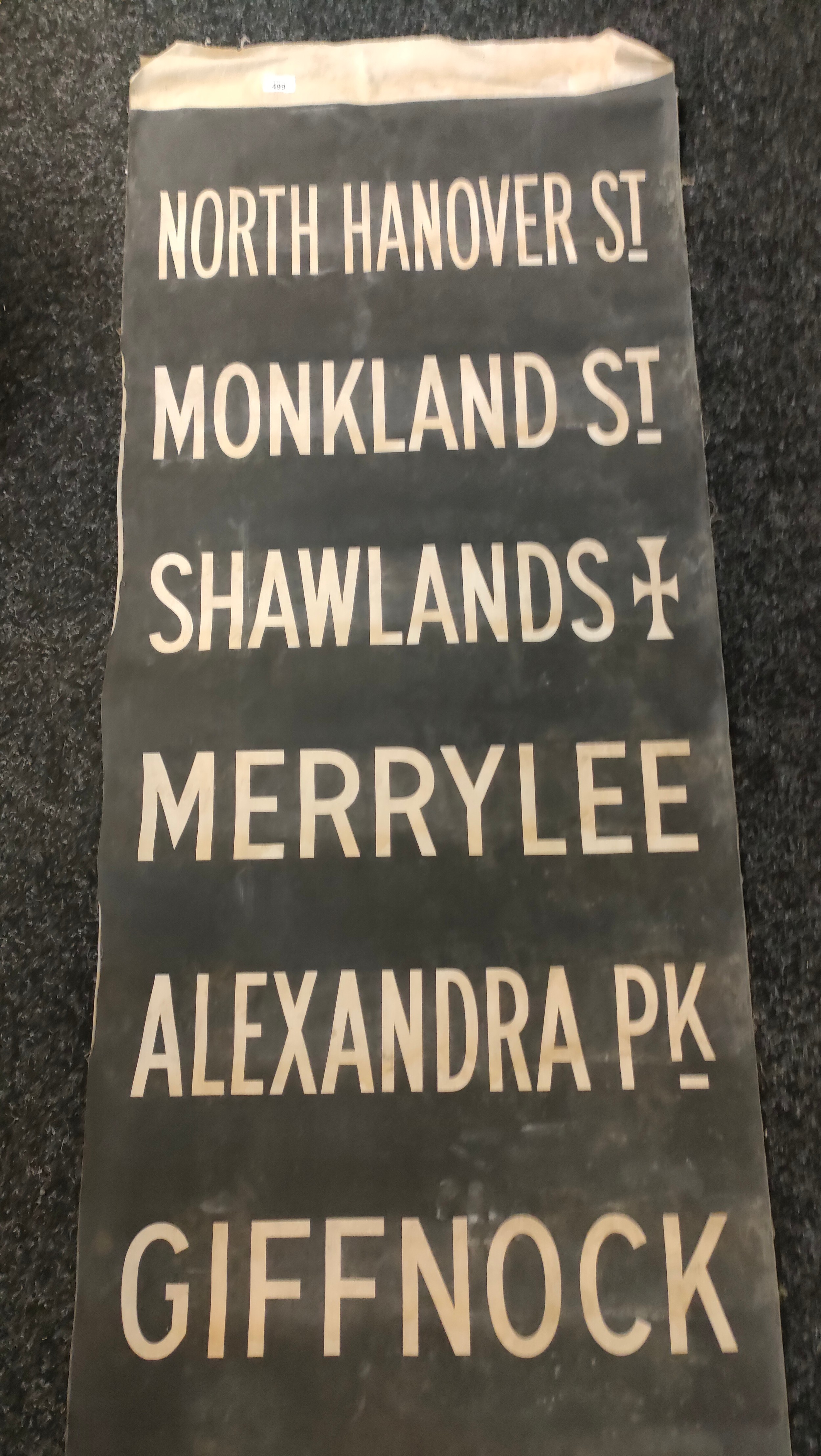 Antique Glasgow Bus advertising street name banner [1340x65]