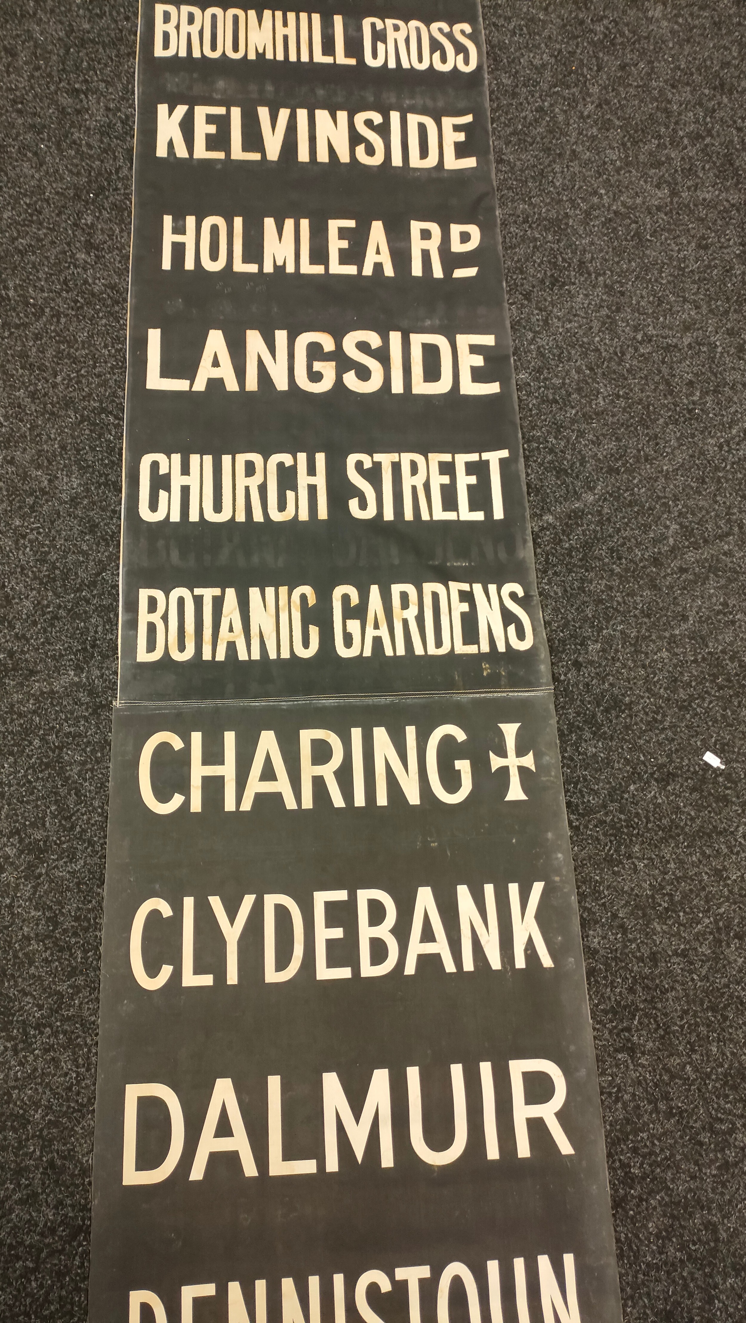 Antique Glasgow Bus advertising street name banner [1340x65] - Image 6 of 7
