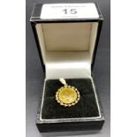 9ct gold mounted Canadian one dollar small gold coin [2.53] grams.