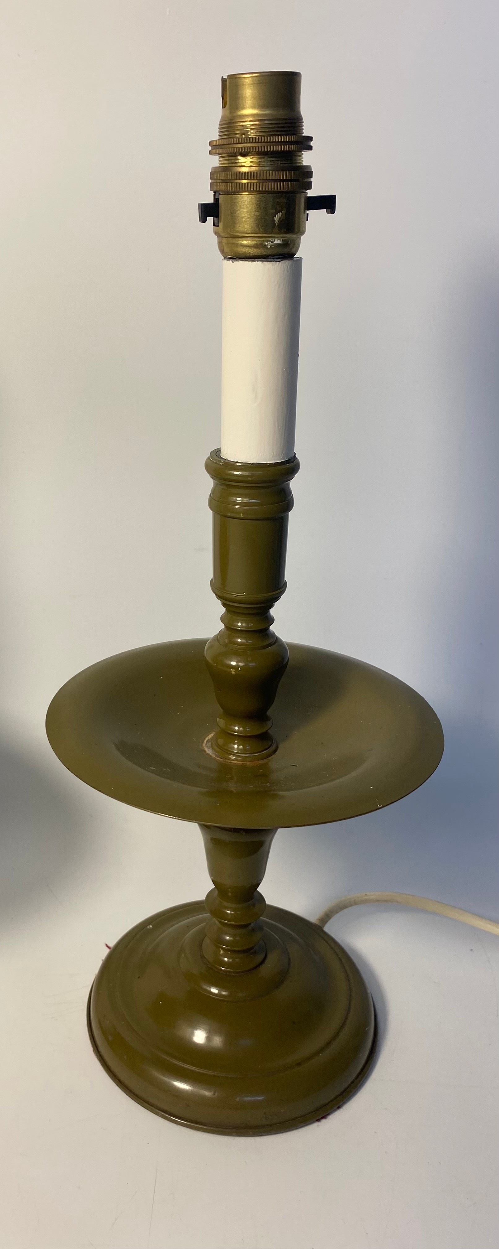 A Pair of 1930/40s enamelled industrial candle sticks [Converted to table lamps] - Image 4 of 5