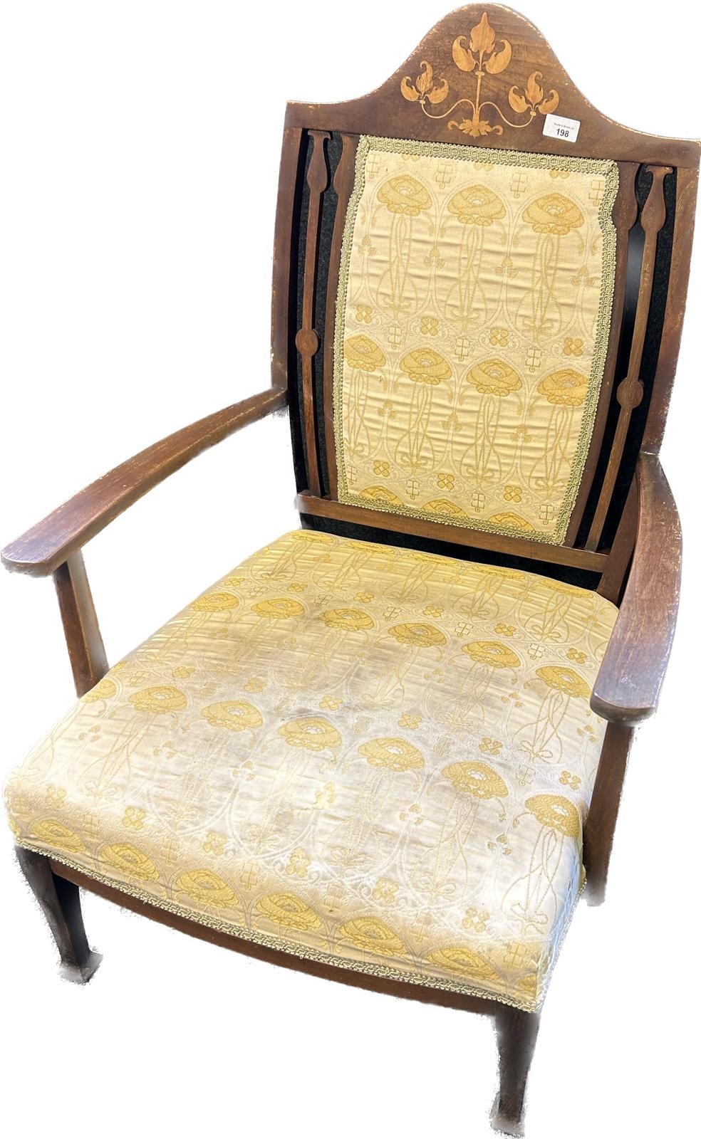 Antique Rennie Mackintosh style chair with marquetry inlay. - Image 2 of 2