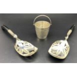 Persian silver hall marked small pale along with continental white metal servers